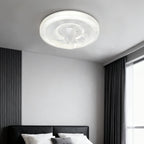 Circular Ceiling Fan with Light White Finish Simple LED Lamp