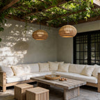 Rattan Outdoor Pendant Light Modern Waterproof Lights