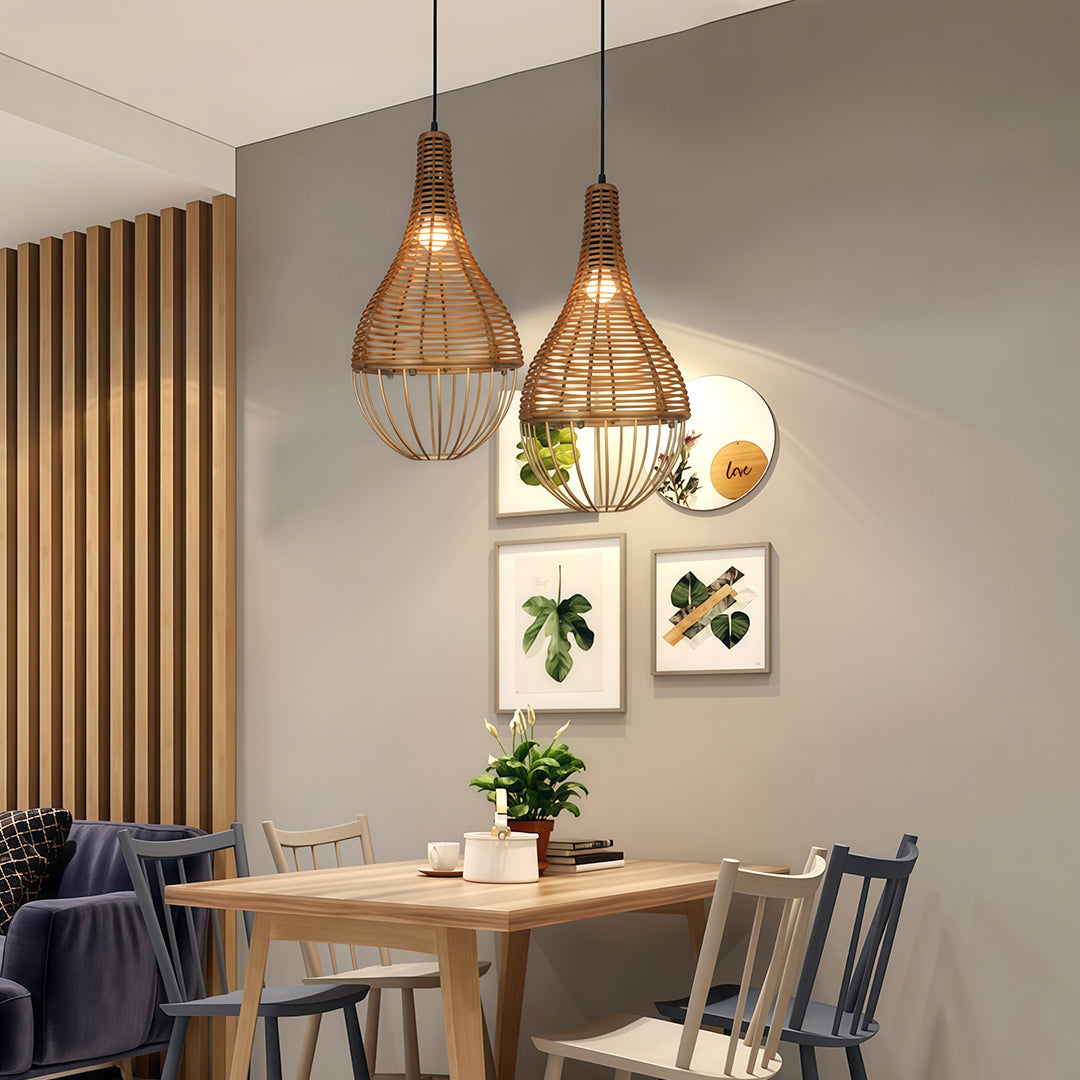 Pendant Rattan Light Shade Retro Industrial Ceiling Light