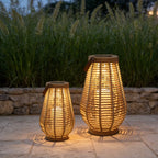 Rattan Solar Lantern Portable Waterproof LED Hemp Rope Hanging Lamp