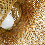 Rattan Wave Pendant Light Modern Rustic Bamboo Ceiling Light