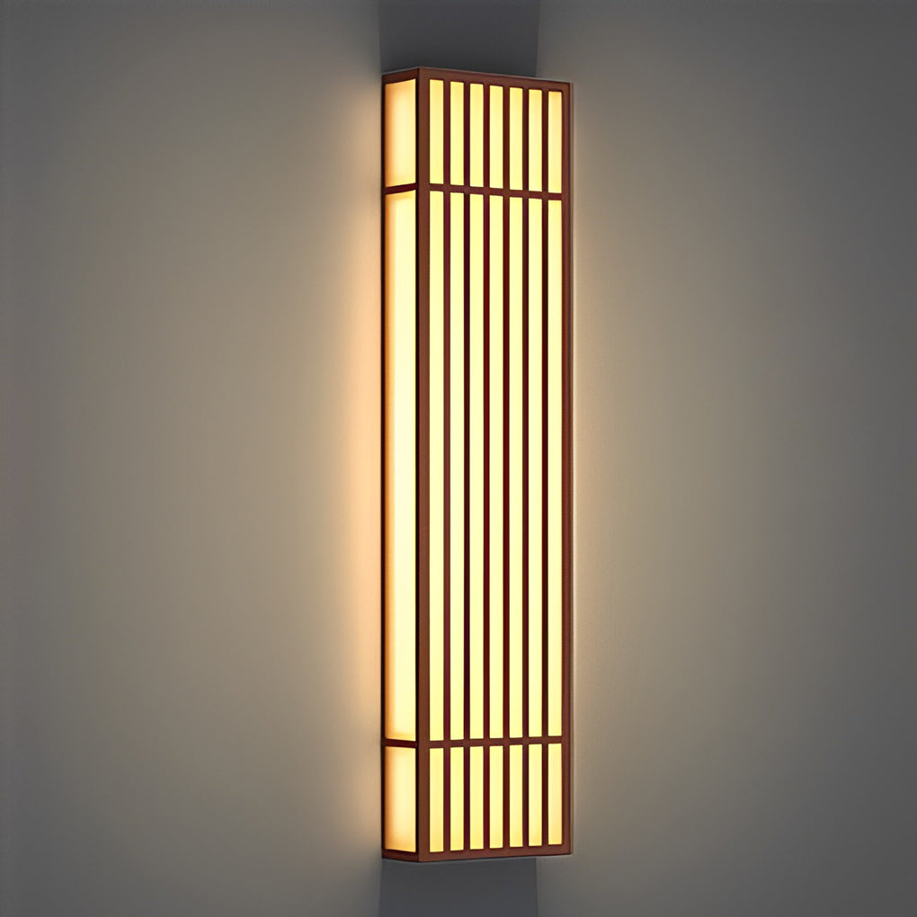 [Open-Box]Retro Vertical Stripe Grid LED Waterproof Brown Outdoor Wall Lamp