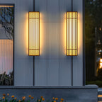 [Open-Box]Retro Vertical Stripe Grid LED Waterproof Brown Outdoor Wall Lamp
