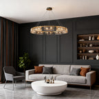 Rectangular Glass Chandelier Italian Luxury Full Brass Ceiling Light
