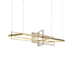 Rectangular Iron Frame Glass Decor LED Chandeliers Hanging Lights