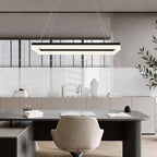 Rectangular Pendant Light LED Black Modern Ceiling Light