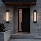 Reeded Glass Light Rectangular LED Modern Outdoor Wall Light