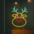 Reindeer Head Antlers LED Lighted Personalized Neon Signs with Dimmer