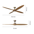 Remote Controlled Ceiling Fan Modern Style Large Wood Propeller Fan