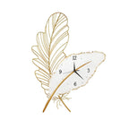 Resin Feather Wall Clock Silent Wall Painting LED Lights Art Decor
