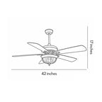 Retro Ceiling Fan Light Country Style Metal Brown Blades Light