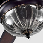 Retro Ceiling Fan Light Country Style Metal Brown Blades Light