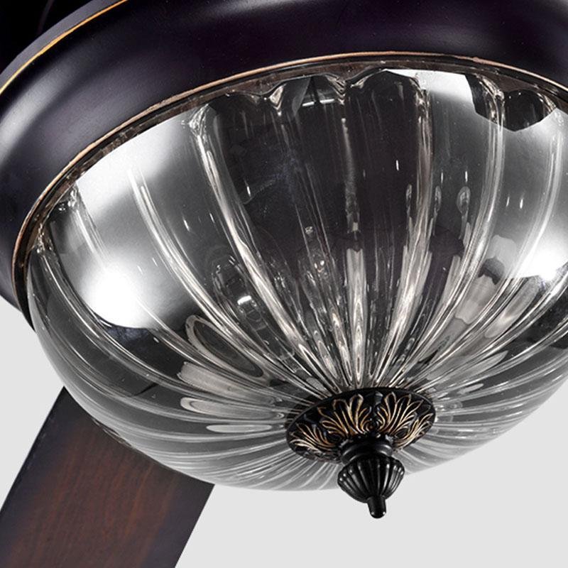 Retro Ceiling Fan Light Country Style Metal Brown Blades Light