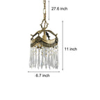 Retro Crystal Pendant Tassels 3 Step Dimming French Style Pendant Lights