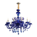 Retro Elegant Crystal Glass Candles LED 3 Step Dimming Blue Chandelier
