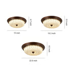 Retro Flush Mount Ceiling Light Pumpkin Walnut Wood Color Dome Light