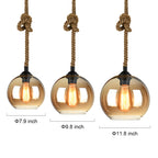 Retro Glass Pendant Light Minimalist LED Hemp Rope Ceiling Light