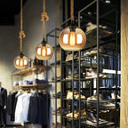 Retro Glass Pendant Light Minimalist LED Hemp Rope Ceiling Light