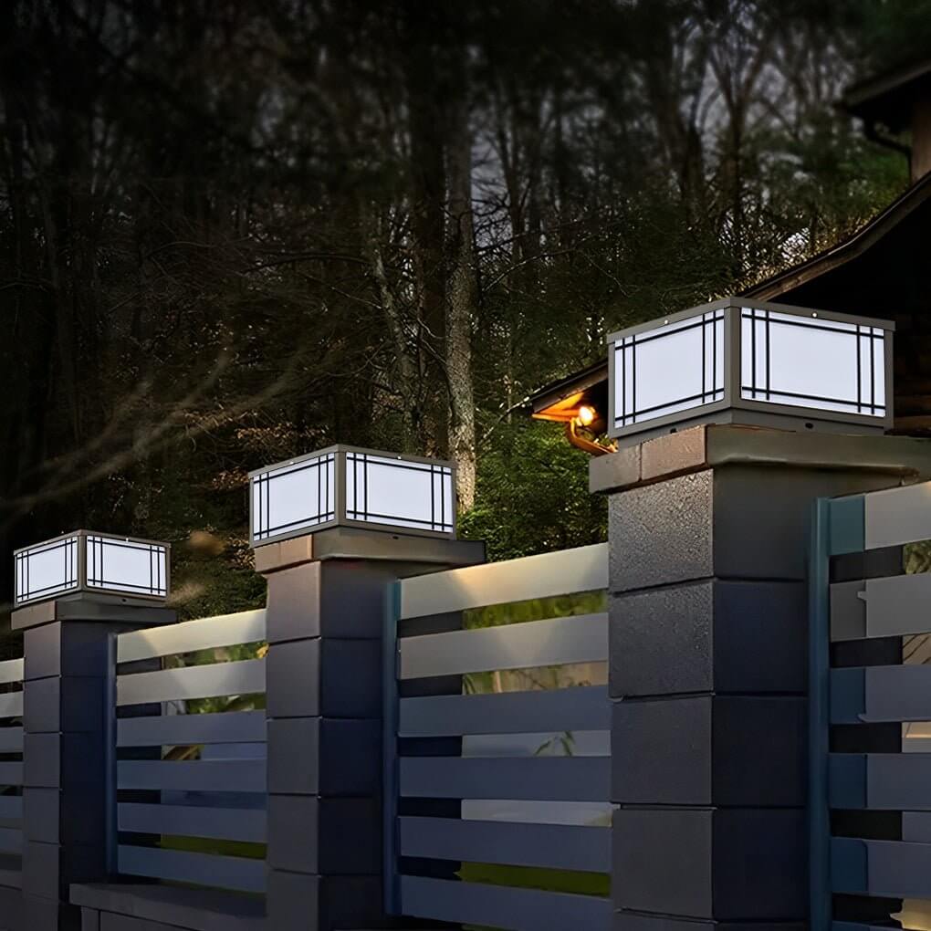 Retro Grilles Waterproof LED  Fence Post Lights with Remote