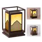Elegant Square Outdoor Garden Light with Mountain Scene Shade