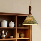 Retro Pendant Lighting French Olive Green Metal Ceiling Light