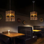 Retro Bamboo Tube Cuboid Pendant Light - 1-Light Suspension Lamp