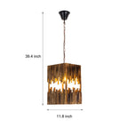 Retro Bamboo Tube Cuboid Pendant Light - 1-Light Suspension Lamp