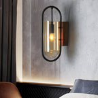 Retro Wood Base Iron Glass Shade LED 3 Step Dimming Nordic Wall Lights