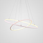 Modern LED Chandelier Minimalist 2-Ring Geometric Lights with Adjustable Height