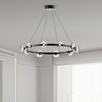 LED Dome Glass Ring Chandeliers Nordic Modern Ceiling Light