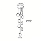Ring Staircase Pendant Light Gold LED Ceiling Light