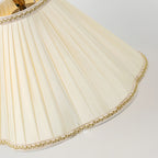 Walnut Floor Lamp Elegant American Retro Fabric Shade Standing Lamp