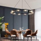 Round 6/8/10 Lights Curved Striped Glass LED Dimmable Nordic Chandelier
