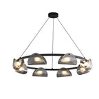 Round 6/8/10 Lights Curved Striped Glass LED Dimmable Nordic Chandelier