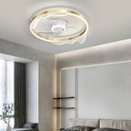 Round Acrylic Waves Decor LED Three Step Dimming Modern Ceiling Fan with Lights