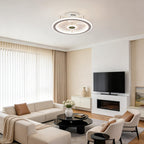 Round Ceiling Fan with Light Modern Leafless LED Light