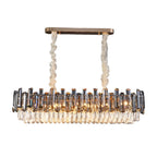Round Drum Crystal Chandelier Modern Metal Ceiling Light