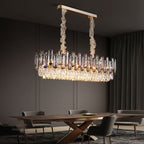 Round Drum Crystal Chandelier Modern Metal Ceiling Light
