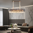 Round Drum Crystal Chandelier Modern Metal Ceiling Light