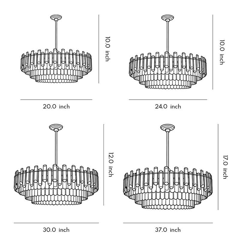 Round Drum Crystal Chandelier Modern Metal Ceiling Light