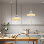 Round Glass Cream Retractable 3 Step Dimming Retro Nordic Pendant Lights
