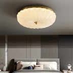 Round Glass Petals 3 Step Dimming Copper American Style Ceiling Light Fixture