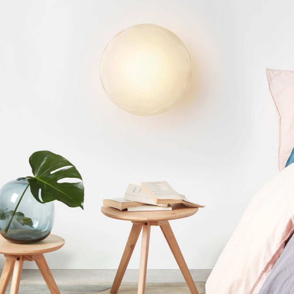 Wall Lamp with Diffused Light Modern Round Glass Shell Light