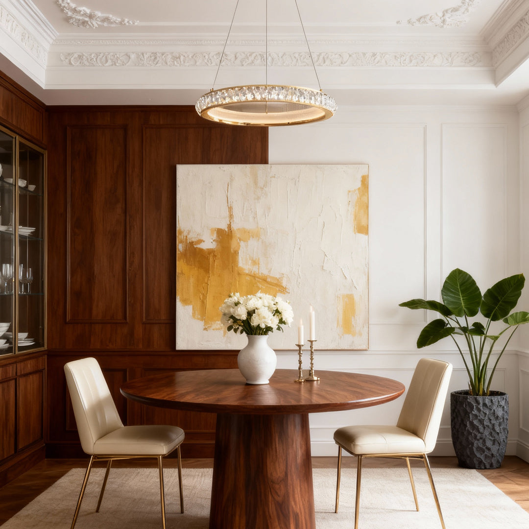 Round Gold Crystal Chandelier Italian LED Ceiling Light