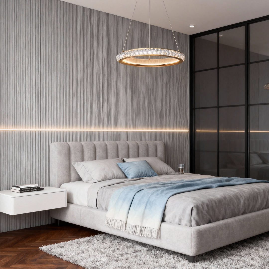 Round Gold Crystal Chandelier Italian LED Ceiling Light