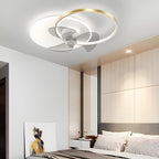 Round Mute Three Step Dimming LED Silent Modern Ceiling Fan and Light