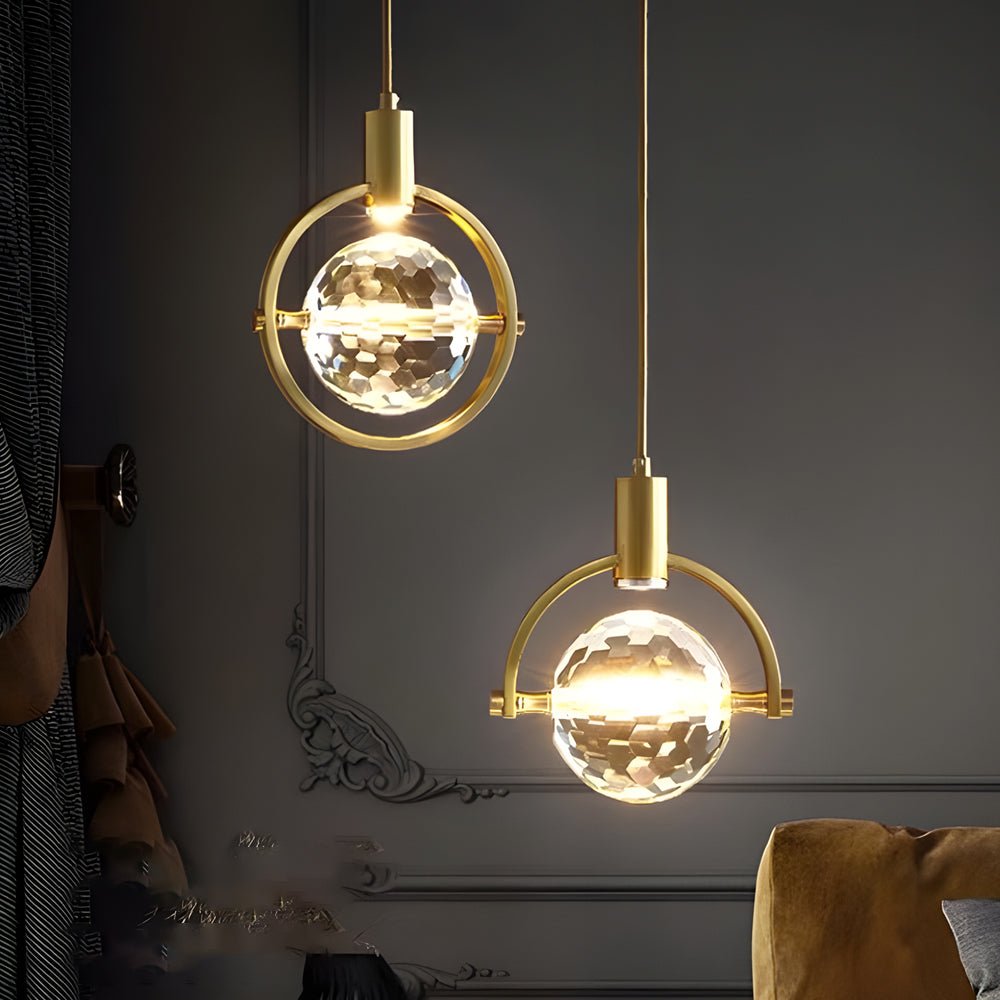 Round Semicircle Crystal Ball Ins LED Creative Modern Hanging Lights Fixture