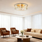 Flush Mount Gold Light Contemporary Elegant Luxury Round Glass Light
