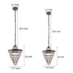 Round Tiered Crystal Water Drop Aged Metallic American Chandelier