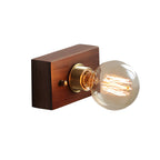 Round/Square Vintage Walnut Wood Wall Lamp 1-light with Pull Chain Switch